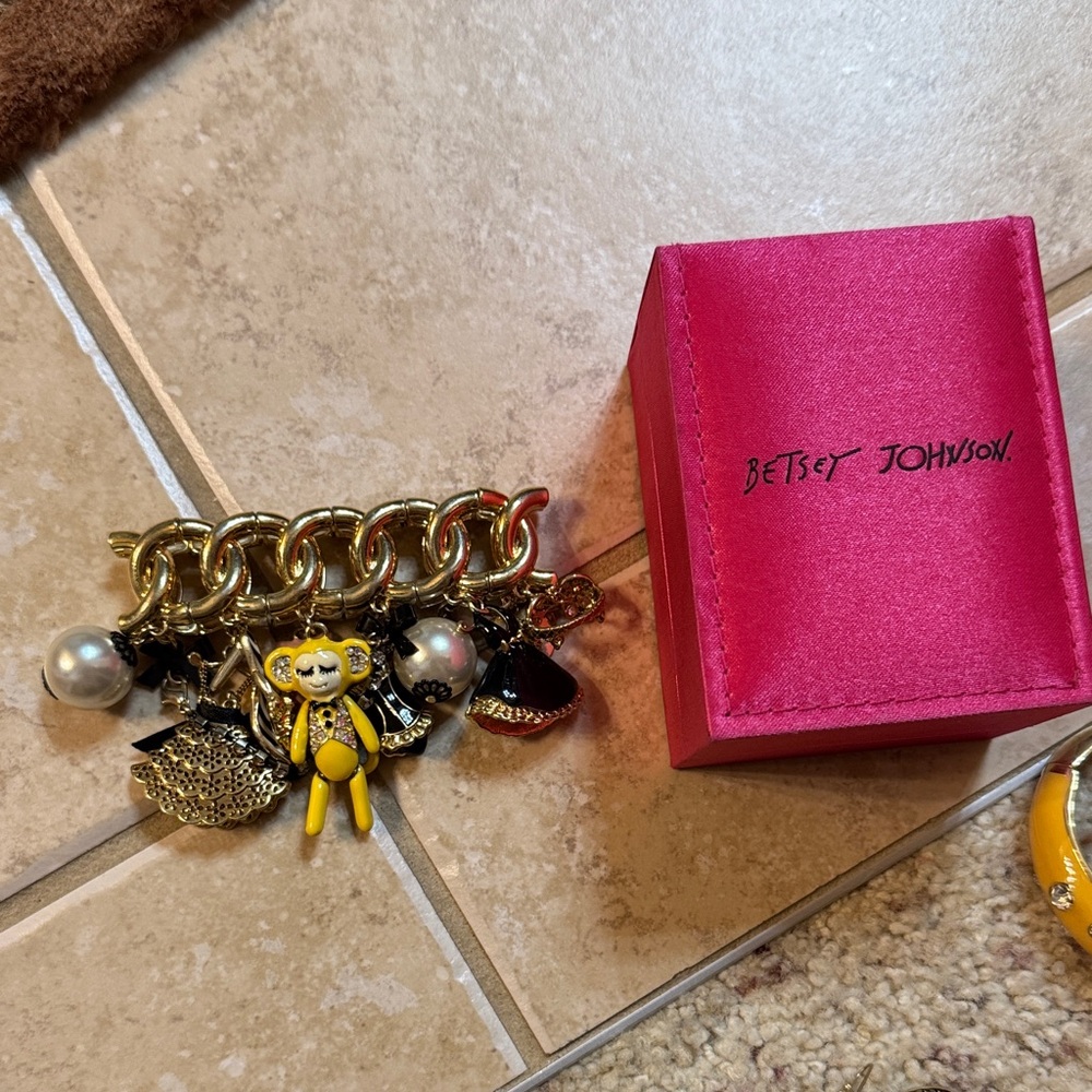 Betsey Johnson Gold and Yellow Charm Bracelet